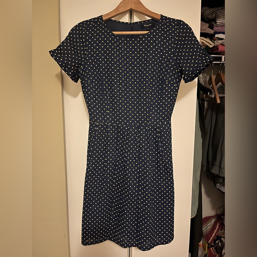 Madewell Navy Polka Dot Dress